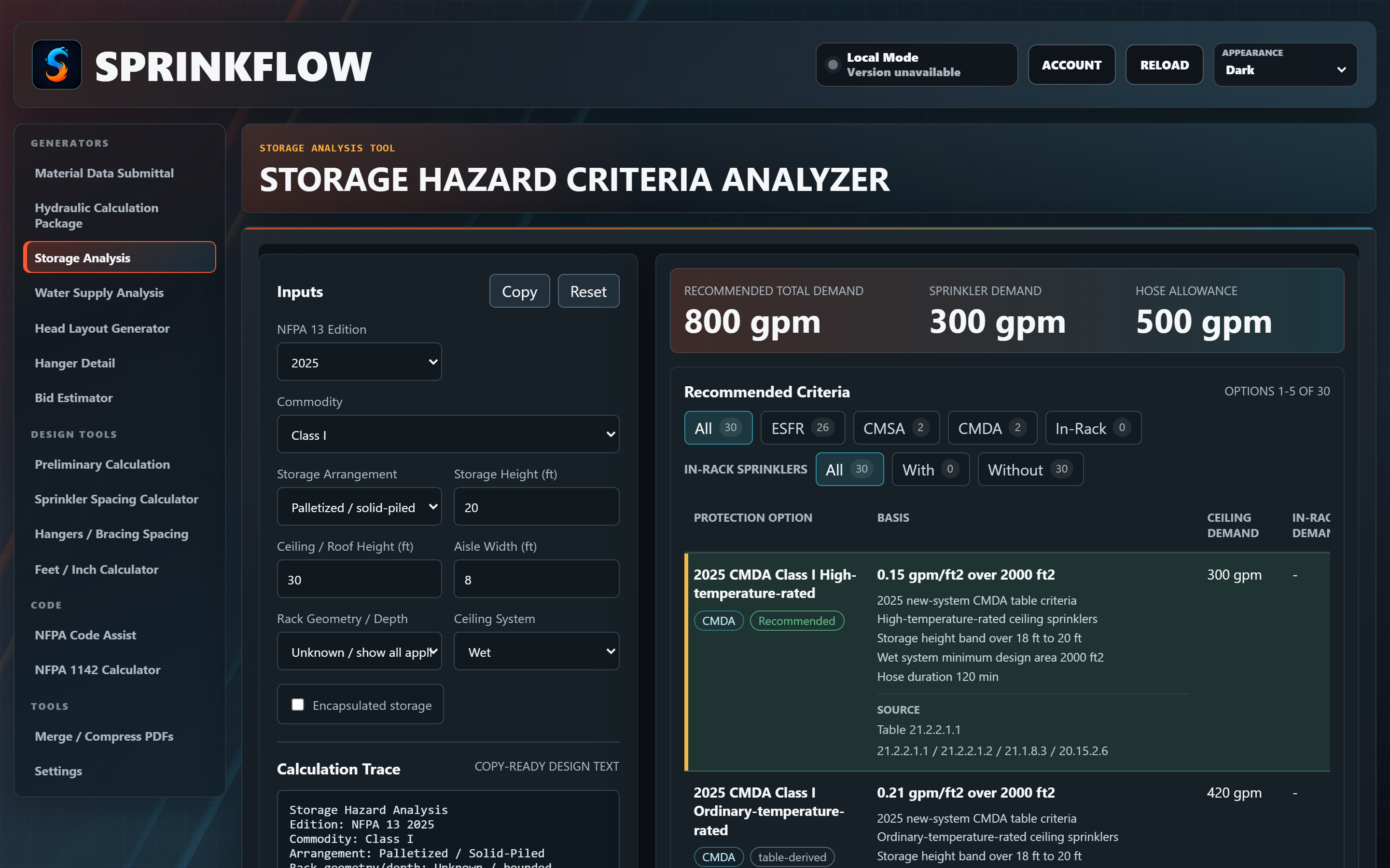 Storage hazard criteria analyzer
